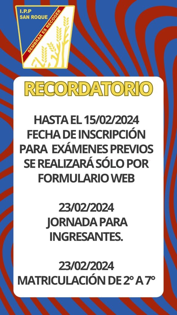 Fechas de exámenes Complementarios y Previos!